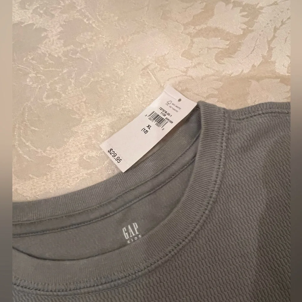 Gap Long Sleeve Waffle Tee Cotton Gray NEW NWT